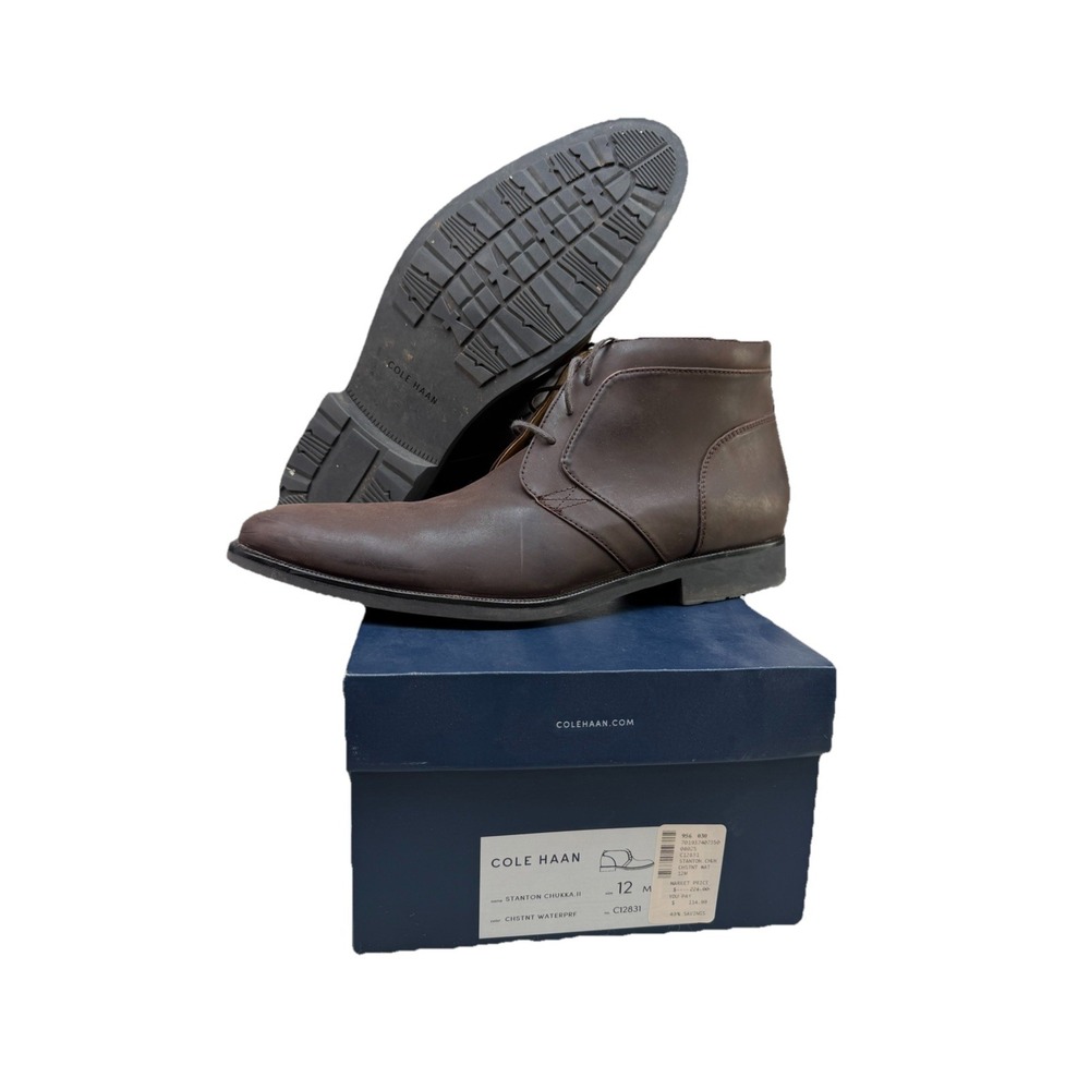Cole Haan Stanton Chukka II Brown Waterproof Leather Boots Mens 12 M C12831